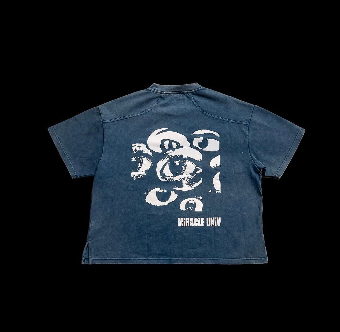 Washed Blue Cropped Heavyweight Tee Miracle Univ