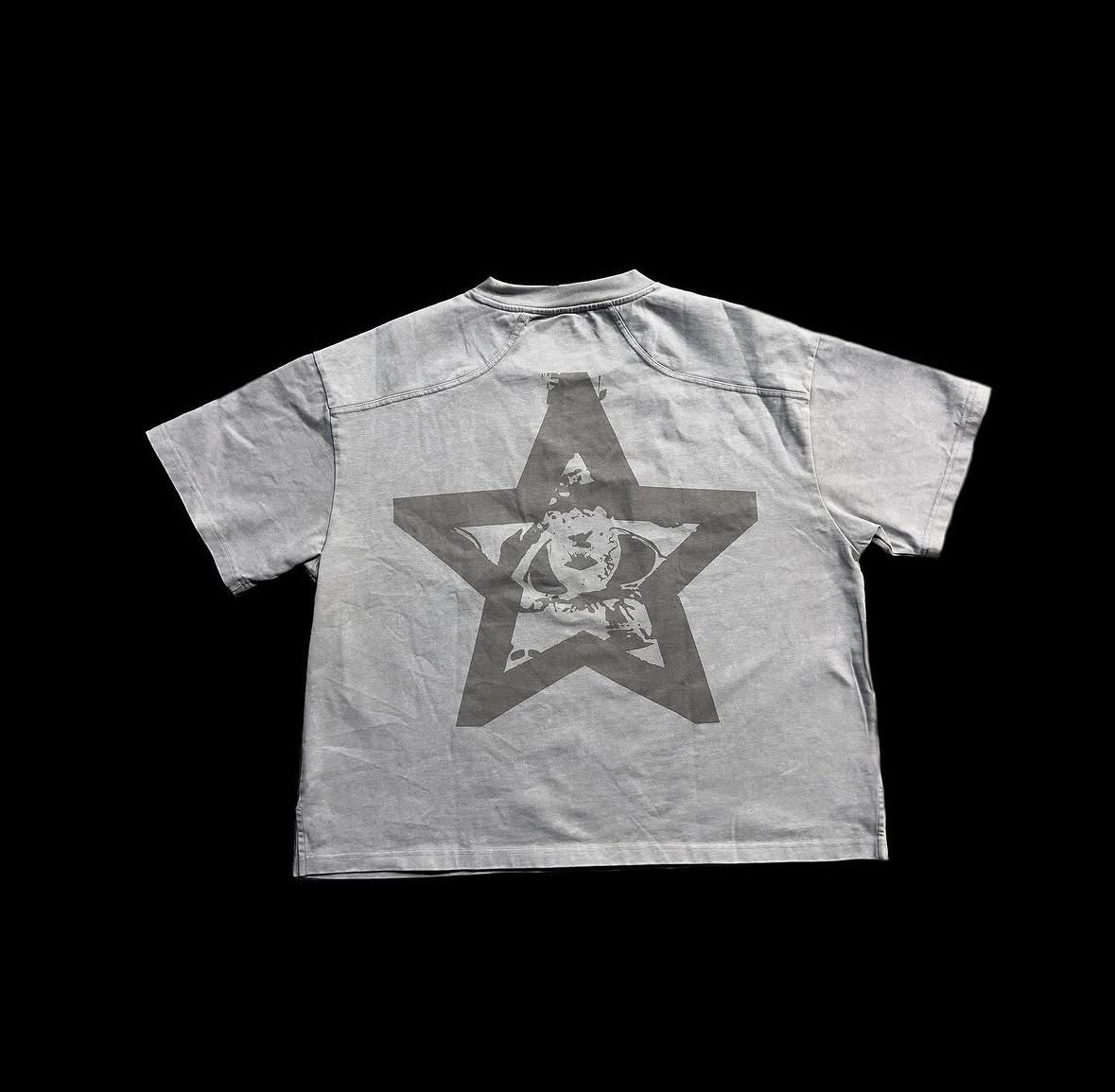 Washed Grey Star Cropped Heavyweight Tee