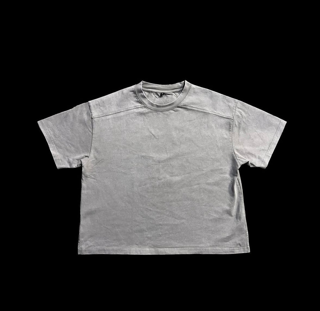 Washed Grey Star Cropped Heavyweight Tee